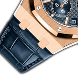 41mm Chronograph 18k Rose Gold Blue Dial On Leather