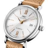 37mm Stainless Steel Silver Diamond Dial On Beige Strap