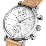 39mm Stainless Steel Chronograph Silver Dial On Beige Strap