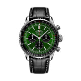 46mm B01 Chronograph Steel Green Dial Leather Strap