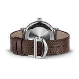 39mm Pointer Date Stainless Steel Silver Dial On Brown Strap