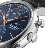 42mm Stainless Steel Chronograph Blue Dial On Black Strap