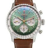 41mm B01 Chronograph Steel Mint Light Green Dial on Leather Strap