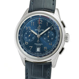 42mm B01 Stainless Steel Chronograph Blue Dial Blue Leather Strap
