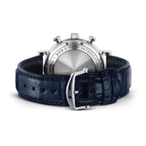 42mm Stainless Steel Chronograph Silver Dial On Blue Strap