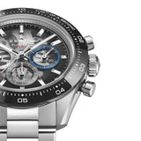 41mm Sport Chronograph Ceramic Bezel Steel Skeleton Black Dial