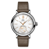 34mm Day & Night Stainless Steel Silver Dial On Brown Strap