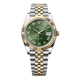 41mm Steel & Yellow Gold Olive Green Roman Dial Jubilee Bracelet