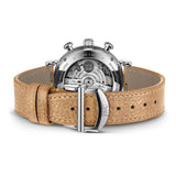 39mm Stainless Steel Chronograph Silver Dial On Beige Strap