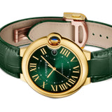 40mm 18k Yellow Gold Green Dial Green Strap Automatic