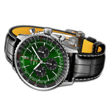46mm B01 Chronograph Steel Green Dial Leather Strap
