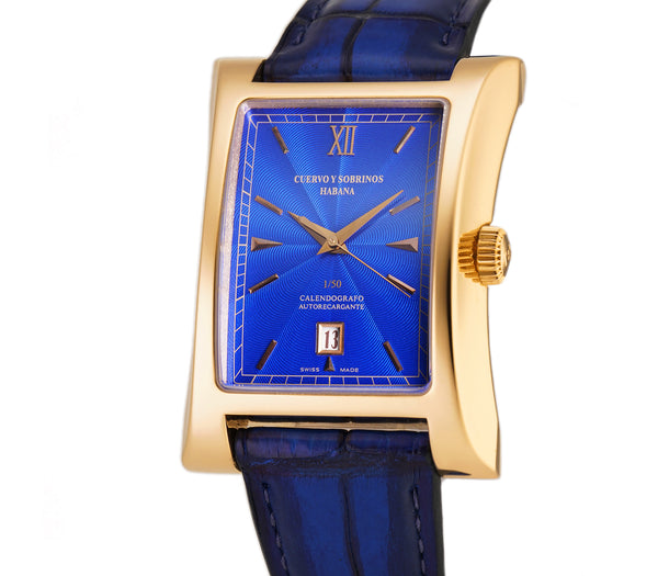 37mm Esplendidos 18k Yellow Gold Electric Blue Dial Limited Edition Humidifier Box