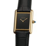 26mm Large Tank Louis 18k YG Black Lacquer Dial