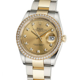 36mm Steel and 18k YG  Champagne Diamond Dial & Bezel Oyster