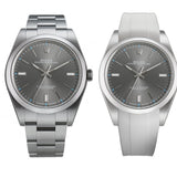 39mm No-Date Steel Dark Rhodium Index Dial With RubberB