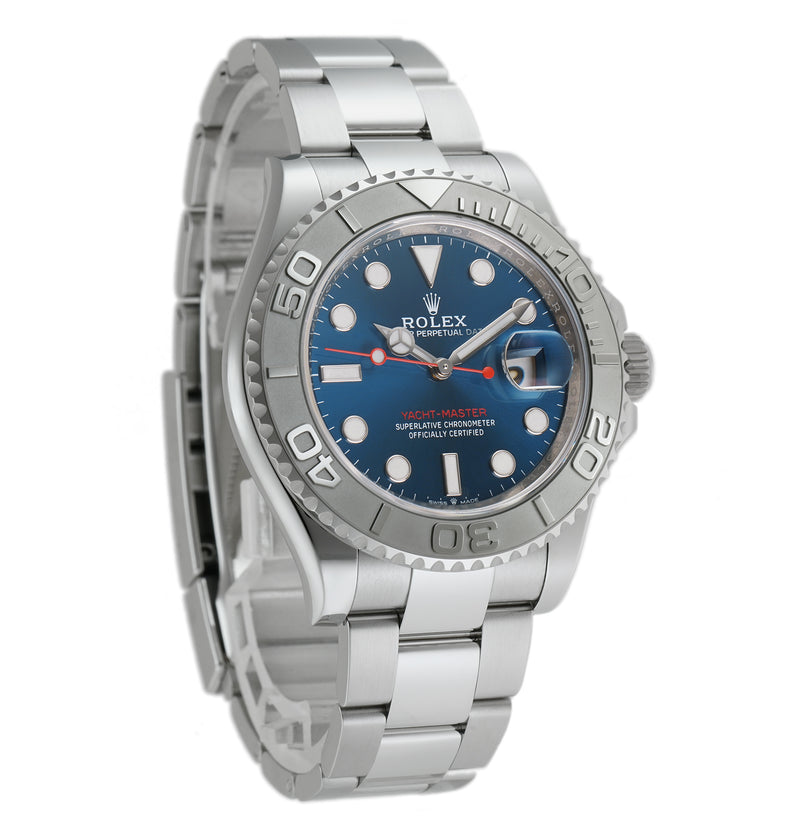 40 Stainless Steel Platinum Bezel Blue Dial With Blue RubberB