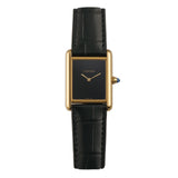 26mm Large Tank Louis 18k YG Black Lacquer Dial