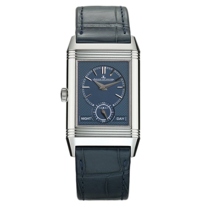 JLC Reverso 26mm Trubute Duo Night And Day Steel Silver Dial 