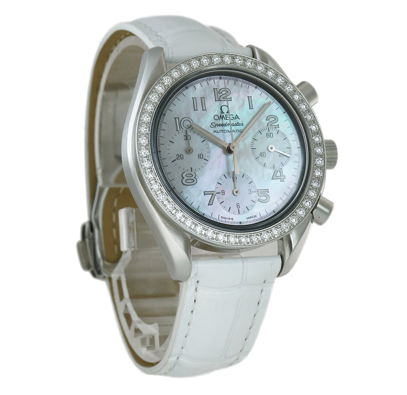 39mm Ladies Reduced Chronograph Diamond Bezel MOP Dial