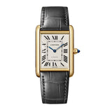 28mm Large Tank Louis Automatic Silver Dial 18k Yellow Gold