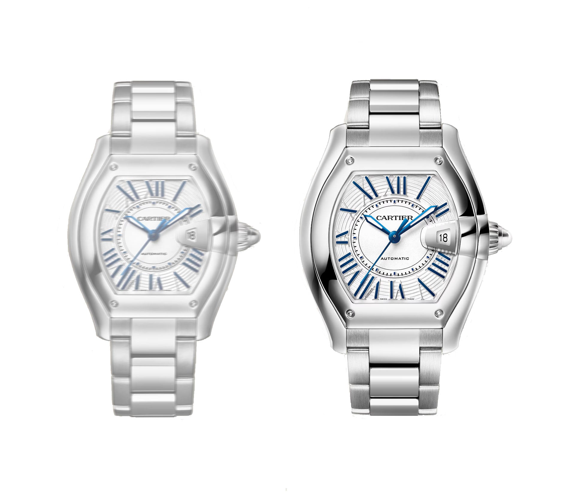 Cartier Roadster 39mm Large Stainless Steel White Dial WSRD0020