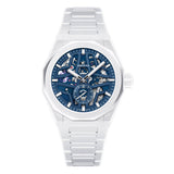 41mm White Ceramic Skeleton Blue Dial