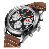 42mm Mosquito Black Dial Brown leather Strap