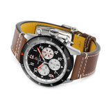 46mm Mosquito B04 Black Dial GMT Brown leather Strap