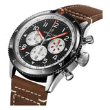 46mm Mosquito B04 Black Dial GMT Brown leather Strap