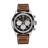 46mm Mosquito B04 Black Dial GMT Brown leather Strap