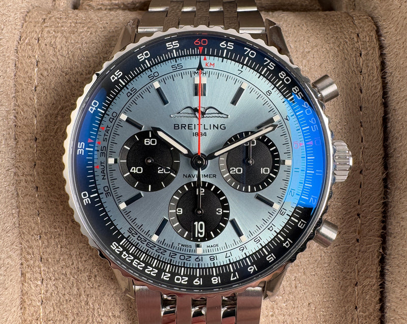 43mm B01 Chronograph Steel Ice Blue Dial 2024