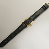 26mm Large Tank Louis 18k YG Black Lacquer Dial