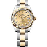 28mm Steel & Yellow Gold Champagne Diamond Dial Oyster Bracelet