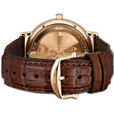 40mm 18k Rose Gold Silver Dial On Dark Brown Strap