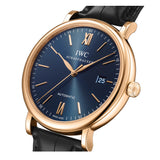 40mm 18k Rose Gold Blue Dial On Black Strap