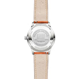 36mm Classic Stainless Steel Date Silver Dial Brown Strap