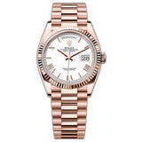 36mm 18k Everose Gold President White Roman Dial
