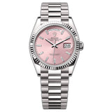 36mm 18k White Gold President Pink Baguette Dial