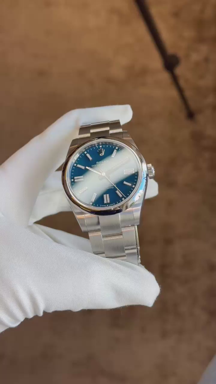 Rolex Oyster Perpetual 41mm No-Date Med Blue Index Dial 134300
