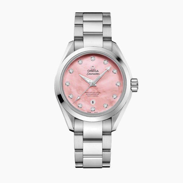 Aqua Terra 150m Co-Axial Master Chronometer Ladies 34mm Pink MOP Dial On Bracelet