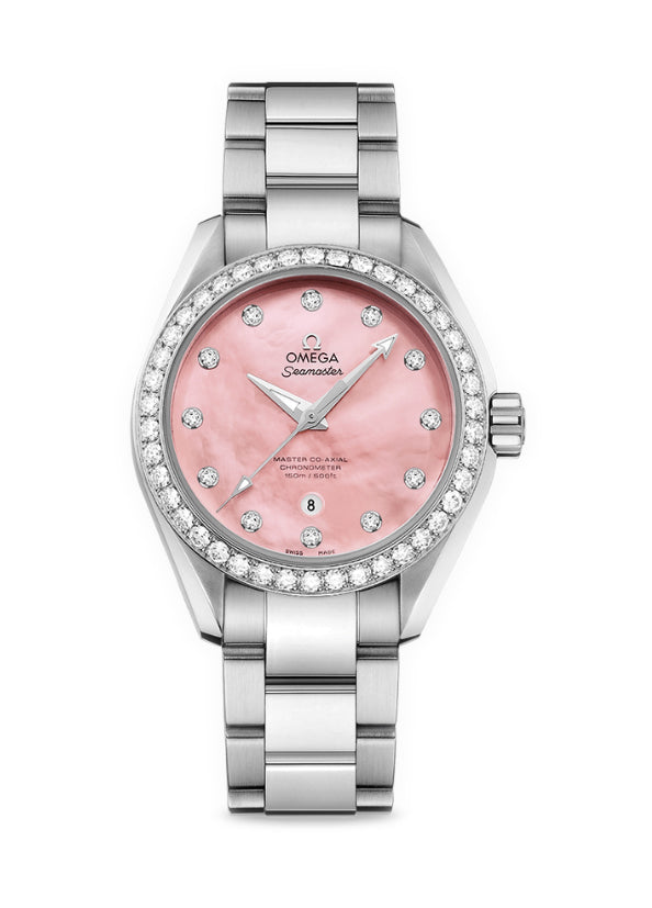 Aqua Terra 150m Co-Axial Master Chronometer Ladies 34mm Pink MOP Dial On Bracelet