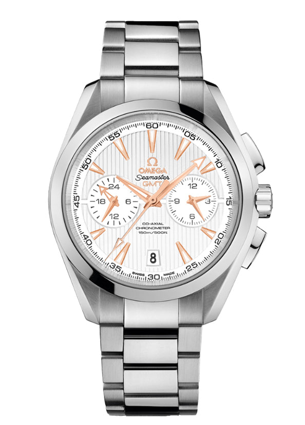Aqua Terra 150m Co-Axial Master Chronometer 43mm GMT Chronograph Silver Dial On Bracelet