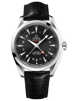 Aqua Terra 150m Co-Axial Chronometer 43mm GMT Black Dial On Strap