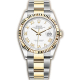 36mm Steel & Yellow Gold Fluted Bezel White Roman Dial Oyster Bracelet