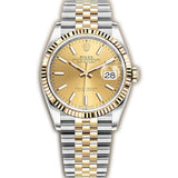 36mm Steel & Yellow Gold Fluted Bezel Champagne Index Dial Jubilee Bracelet