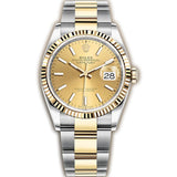36mm Steel & Yellow Gold Fluted Bezel Champagne Index Dial Oyster Bracelet