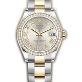 31mm Steel & Yellow Gold Diamond Bezel Silver Roman Diamond VI Dial Oyster Bracelet