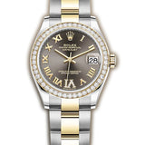 31mm Steel & Yellow Gold Diamond Bezel Dark Grey Roman Diamond VI Dial Oyster Bracelet