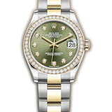 31mm Steel & Yellow Gold Diamond Bezel Olive Green Diamond Dial Oyster Bracelet