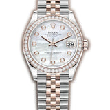 31mm Steel & Everose Gold Diamond Bezel MOP Mother of Pearl Diamond Dial Jubilee